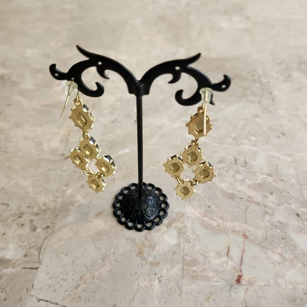 Stony Dangle Style Smoky Quartz Colored Fashion Earrings